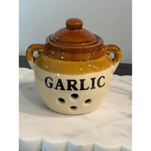 Vintage Garlic Keeper Jar with Lid